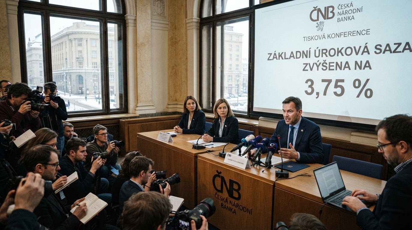 ČNB zvýšila základní sazbu na 3,75 procenta